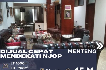 Dijual Rumah Murah BU Lokasi Elit Harga Mendekati NJOP di Menteng Jakarta Pusat