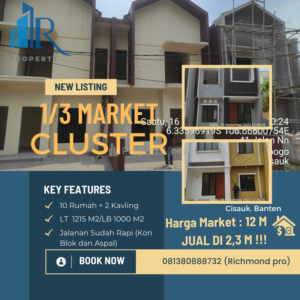 Dijual Rumah Cluster Cisauk Lokasi Sangat Strategis Bebas Banjir di Tangerang Selatan