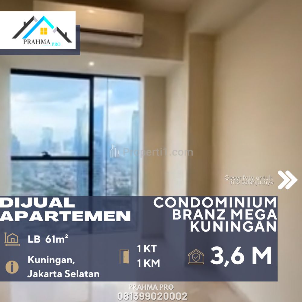 Jual Apartemen Branz Mega Kuningan 1BR Semi Furnish Lokasi di Kuningan CBD Jakarta