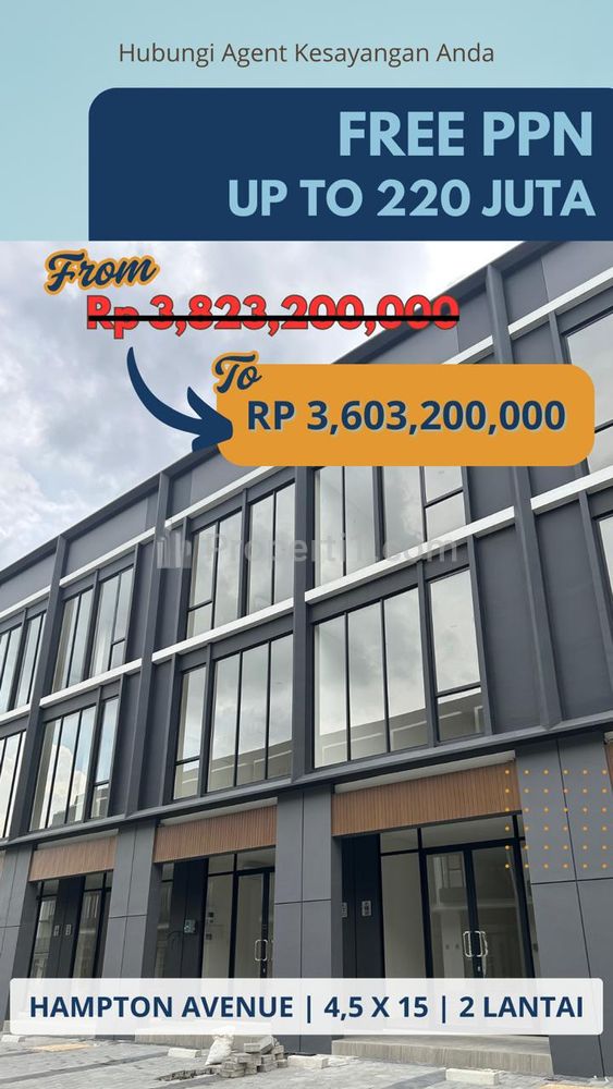 Jual Ruko 2 Lantai Hampton Avenue Gading Serpong Paramount Land