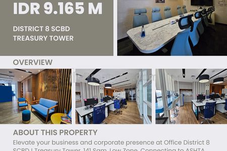 Dijual Cepat Office District 8 SCBD, Treasury Tower luas 141 sqm, Harga Terbaik !!!