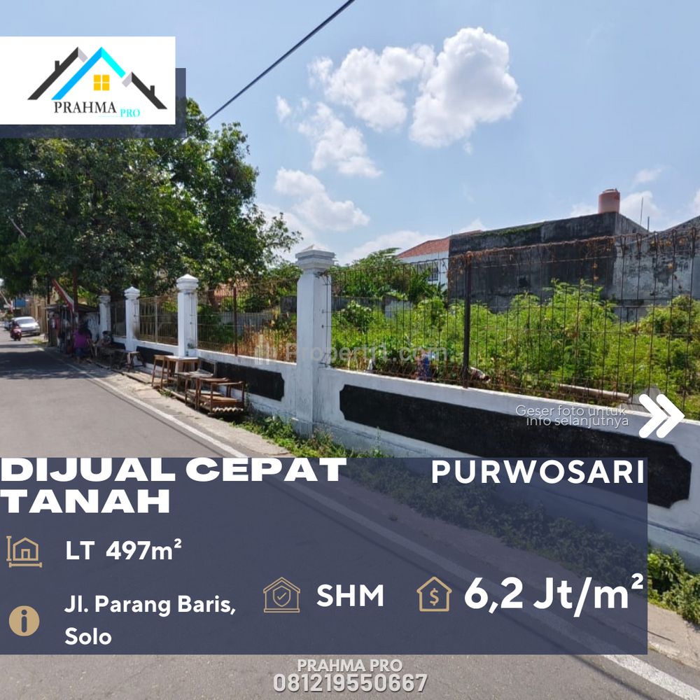 Dijual Tanah Kavling Posisi Hoek di Daerah Purwosari Solo
