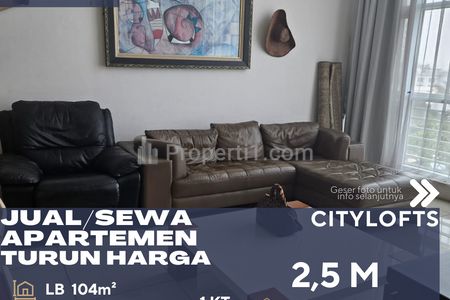 Dijual atau Disewakan Apartemen Cityloft Loft Type Turun Harga di Sudirman Jakarta Pusat