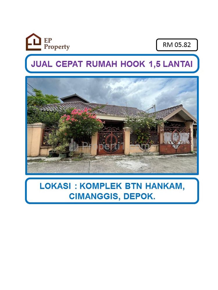 Jual Cepat Rumah Hook 1,5 Lantai SHM di Komplek BTN Hankam, Kelapa Dua Cimanggis, Depok