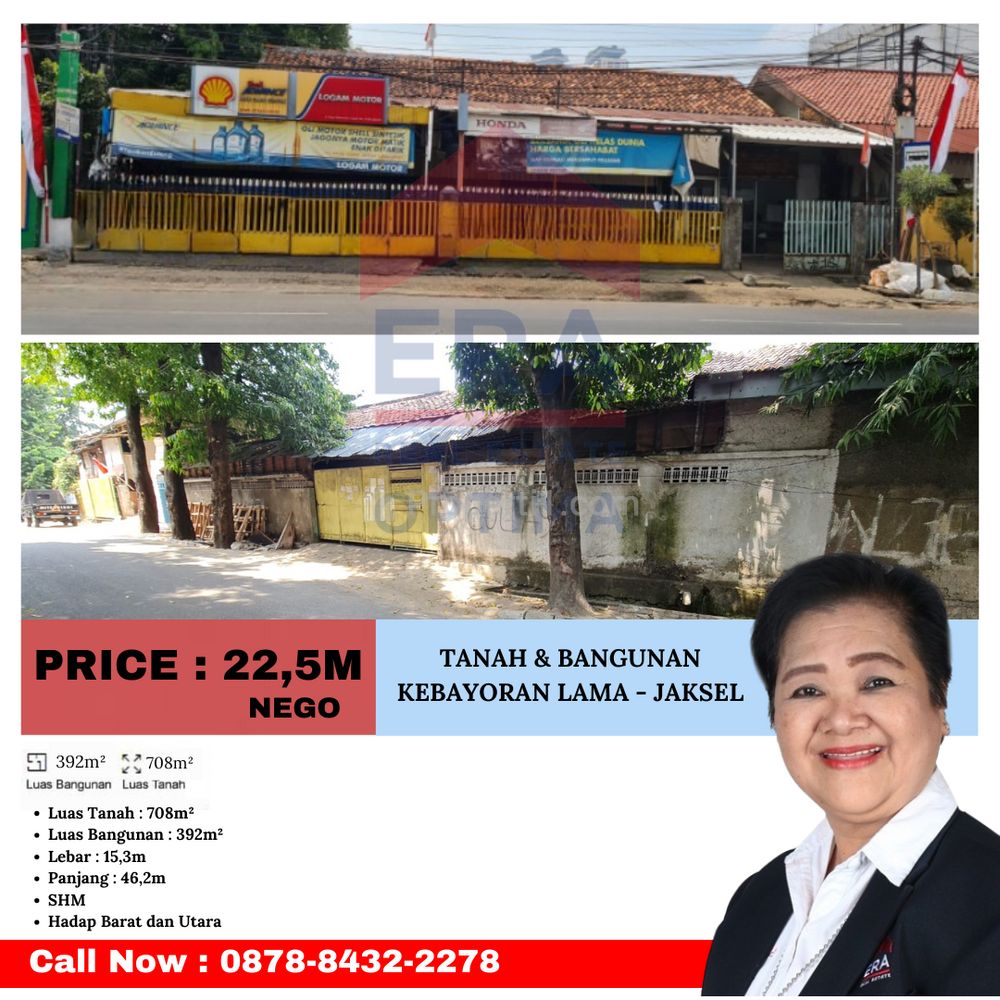 Dijual Tanah dan Bangunan di Kebayoran Lama, Jakarta Selatan