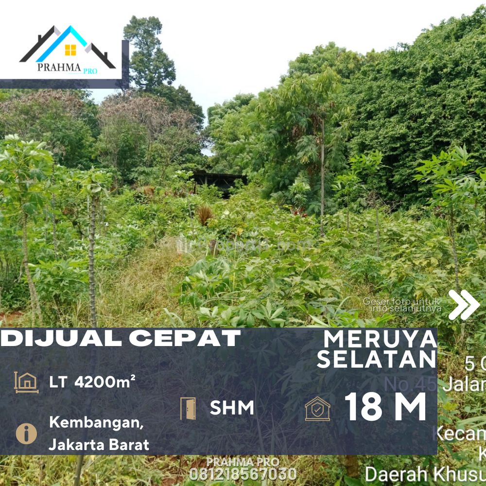 Dijual Tanah SHM Bebas Banjir Lokasi Sangat Strategis di Daerah Meruya Jakarta Barat