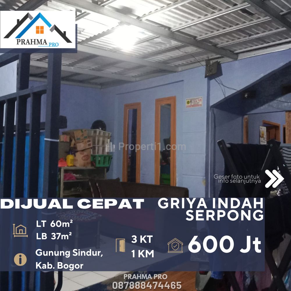 Dijual Rumah Dalam Komplek Griya Indah Serpong di Gunung Sindur Bogor