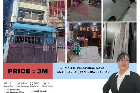 Dijual Rumah Jl Pekapuran Raya, Tanah Sareal, Tambora - Jakarta Barat