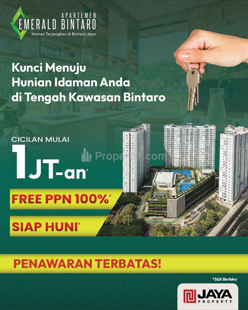 Jual Apartemen Emerald Bintaro Bayar 10 Juta LANGSUNG HUNI - 1 BR Kosongan (Ada AC, Wi-Fi, Kitchen)