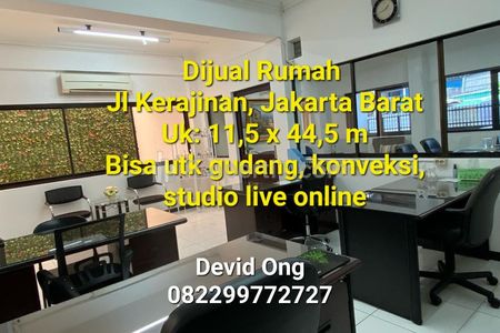 Dijual Rumah Kerajinan, Jakarta Barat Bisa untuk Gudang, Konveksi, Studio Live Online