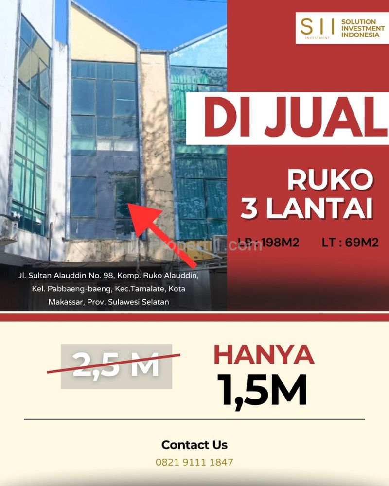 Dijual Ruko Strategis 3 Lantai di Manggala, Makassar, Sulawesi Selatan