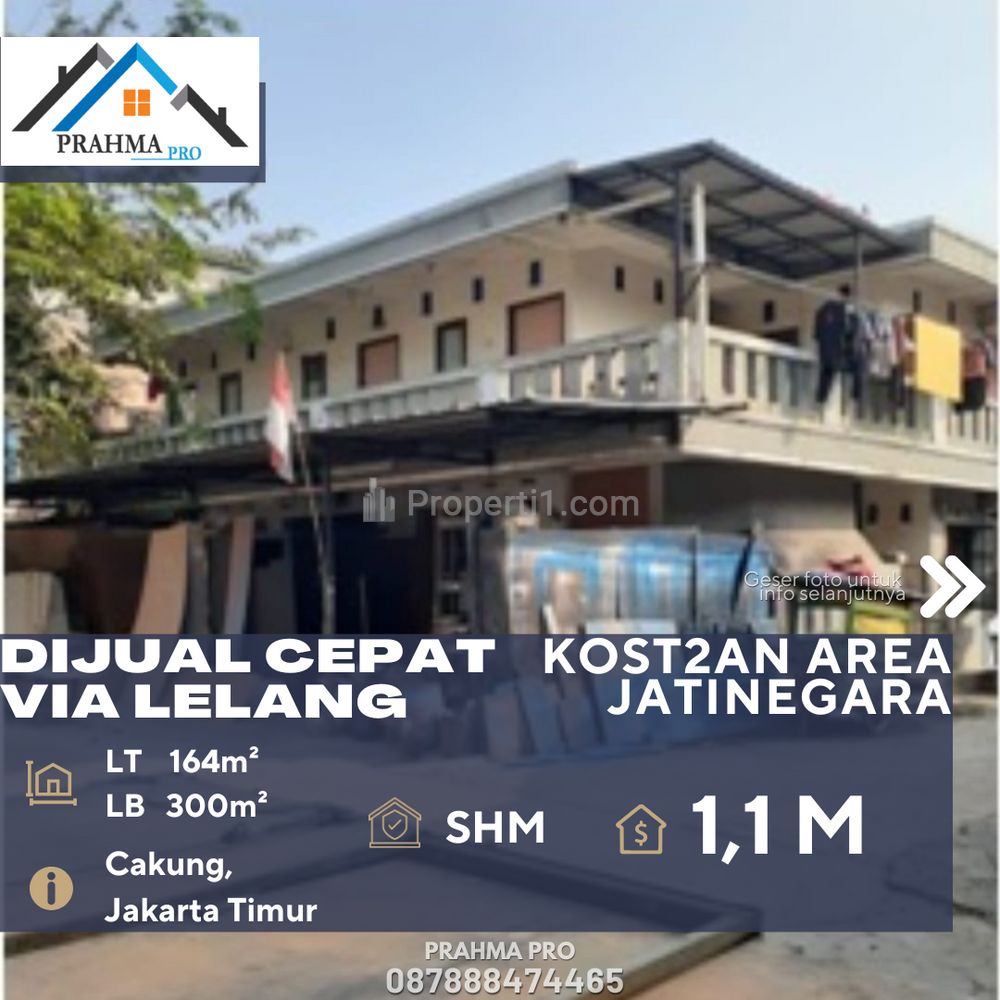 Dijual Cepat Rumah Kost dan Ruko Via Lelang di Daerah Jatinegara Jakarta Timur