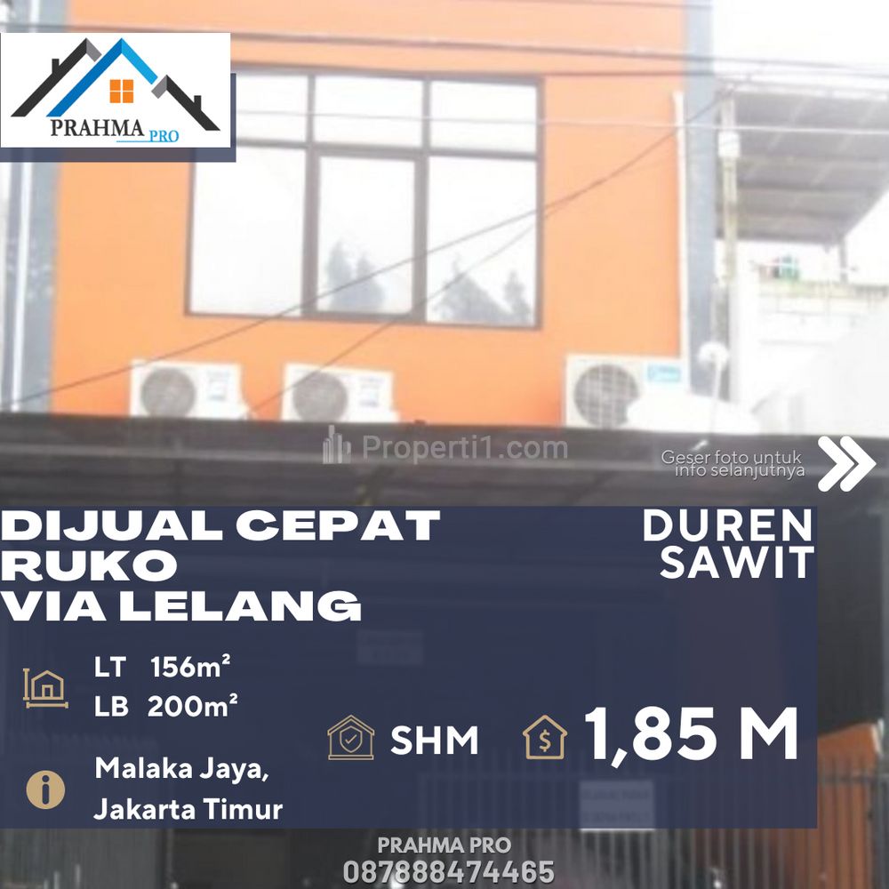 Dijual Cepat Ruko Via Lelang di Daerah Duren Sawit Jakarta Timur