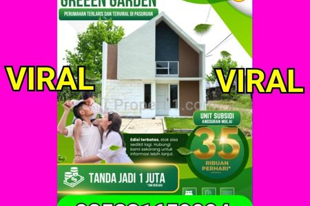 Dijual Perumahan Subsidi Terlaris Pasuruan Green Garden Dekat Kawasan Industri Pier, Pasar Rembang Pasuruan, RSUD Bangil, Gerbang Tol Rembang