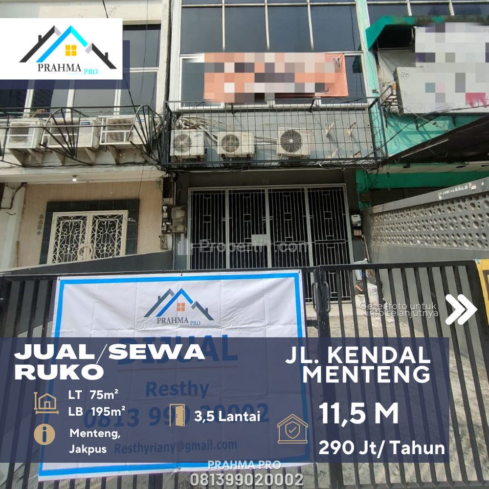 Jual/Sewa Ruko Lokasi Strategis Jl. Kendal Menteng Jakarta Pusat