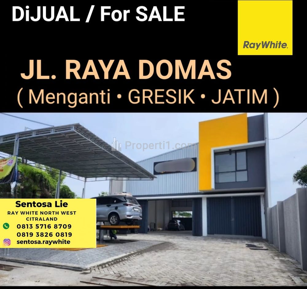Dijual Ruko 537 m2 Ex Bengkel di Jalan Raya Domas Menganti Gresik Jawa Timur, Cocok Buat Segala Usaha