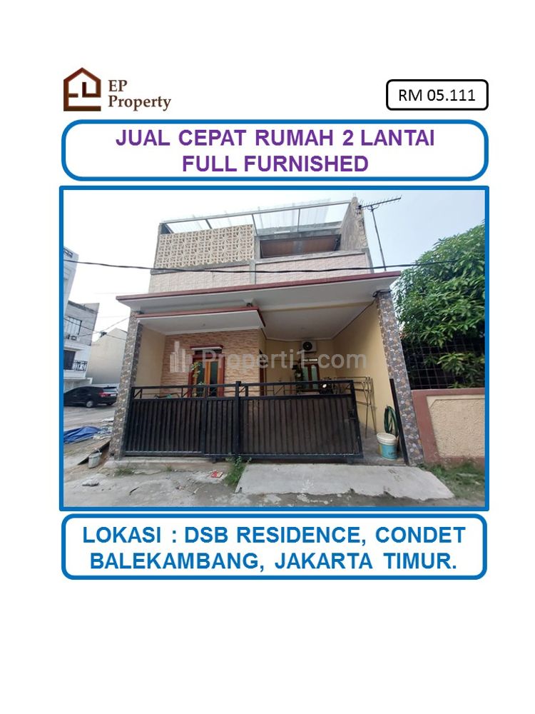 Jual Cepat Rumah 2 Lantai SHM di Perumahan DSB Residence, Balekambang, Kramat Jati, Jakarta Timur