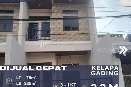 Dijual Rumah Baru 3 Lantai Siap Huni di Kelapa Gading Jakarta Utara