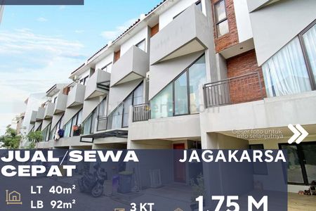 Dijual / Disewakan Rumah 3 Lantai Dalam Cluster Semi Furnish di Jagakarsa Jakarta Selatan