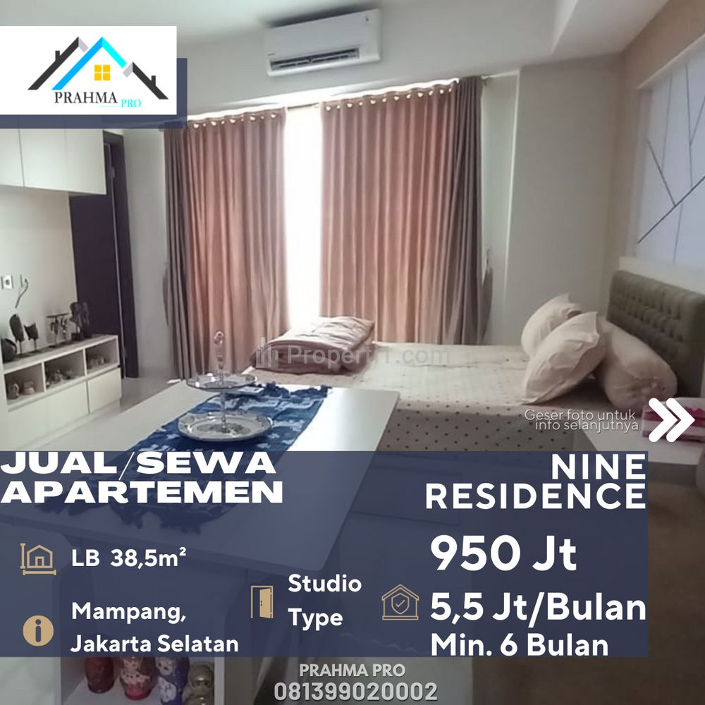 Dijual Apartemen Nine Residence Studio Tipe Murah Full Furnish di Mampang Jakarta Selatan