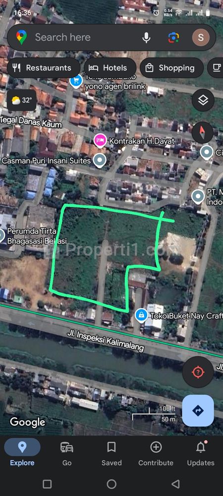 Jual Murah Nego Tanah SHM 1 Hektar di Jalan Inspeksi Kalimalang, Hegarmukti, Seberang Delta Mas, Cikarang Pusat, Bekasi, Jawa Barat