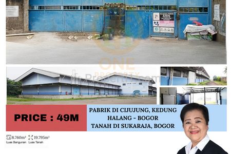 Dijual Pabrik di Jembatan Hitam, Cijujung, Kedung Halang Bogor & Tanah di Jembatan Hitam, Sukaraja, Bogor