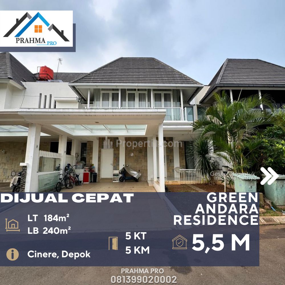 Dijual Rumah di Green Andara Residence 2 Lantai Siap Huni di Cinere Depok