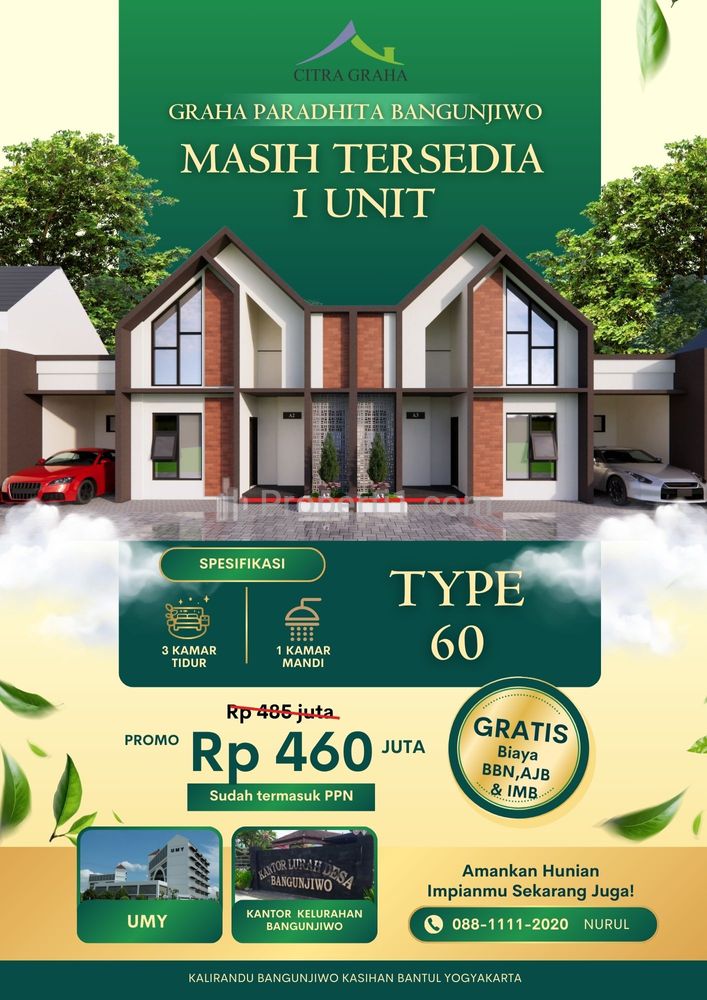 Dijual Rumah Proses Bangun 10 Menit dari UMY, Bantul