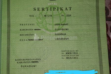 Dijual Tanah 1,3 M Surat Lengkap di Sukaraja, Sukabumi, Jawa Barat