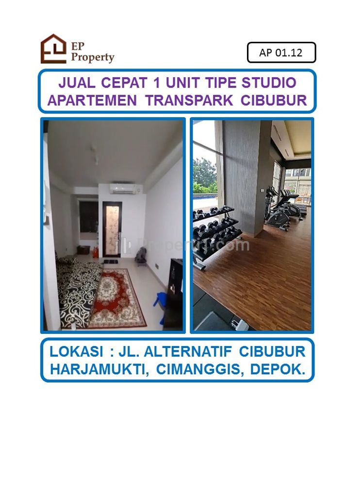 Jual Cepat Apartemen Transpark Cibubur Tipe Studio di Harjamukti, Cimanggis, Depok