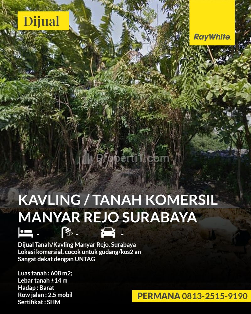 Dijual Tanah / Kavling Manyar Rejo, Surabaya, Lokasi Komersial, Cocok untuk Gudang / kost-kostan