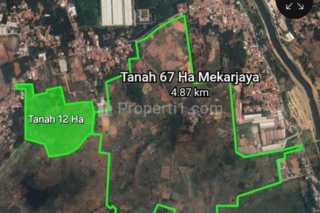 Jual Tanah SHM Zona Industri Luas 63 Hektar, Bisa Perluas, Lebar Muka 50 Meter di Desa Mekarjaya, Purwasari, Karawang, Jawa Barat