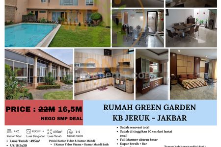 Dijual Rumah Green Garden, Kb Jeruk - Jakarta Barat