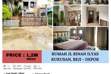 Dijual Rumah di Jl Rinan Ilyas, Kukusan, Beji - Depok
