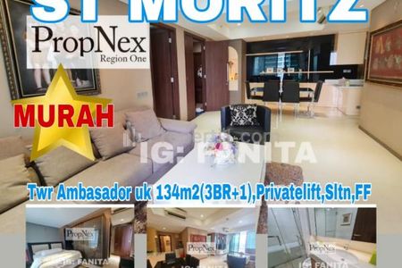 Jual Cepat Murah Apartemen ST. MORITZ Tower Ambassador 3BR Full Furnished Siap Huni! Paling Strategis di Tengah-tengah Lippo Mal Puri