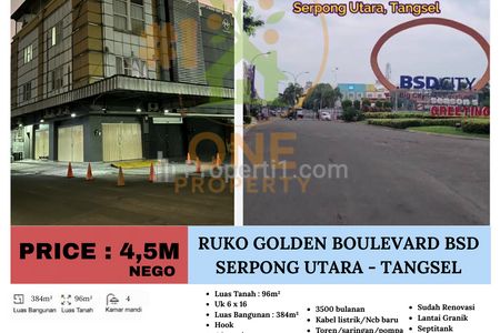 Jual Ruko Golden Boulevard, BSD City, Serpong Utara - Tangerang Selatan