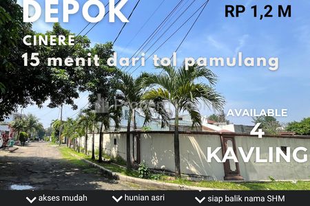 JUAL KAVLING DI CINERE, DEPOK 15 MENIT KE PAMULANG
