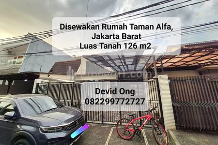 Disewakan Rumah Taman Alfa Indah Jakarta Barat, Luas Tanah 126 m2