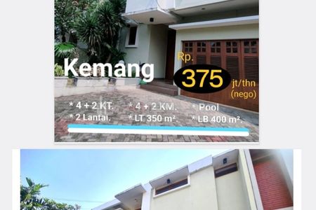 Sewa Rumah Bisa Buat Kantor di Kemang Selatan Luas 350 m2 Bangunan 400 m2 Ada Kolam Renang, Dekat Simatupang, Ampera, Pasar Minggu, Jakarta Selatan