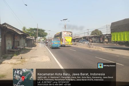 Jual Murah Nego Tanah Zona Kuning Luas 150 Hektar, Lebar Muka 79 Meter, Nempel Jalan Provinsi, Kota Baru, Karawang, Jawa Barat