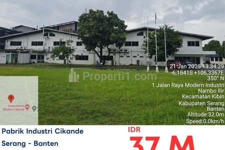 Dijual Pabrik Industri Cikande, Serang Banten