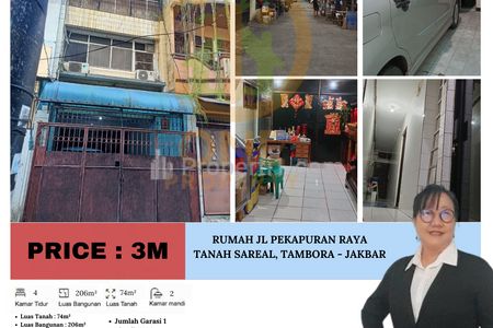 Jual Rumah di Jl Pekapuran Raya, Tanah Sereal, Tambora - Jakarta Barat