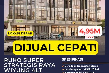 Ruko Dijual 4 Lantai di Jl. Raya Wiyung, Surabaya Barat