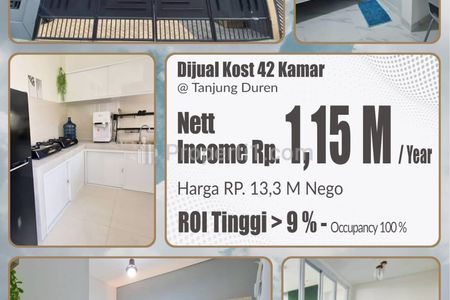 Dijual Rumah Kost Bangunan Baru di Tanjung Duren, Jakarta Barat