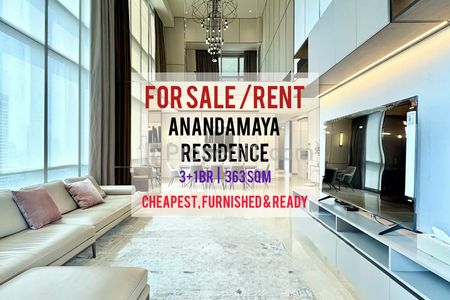 Sewa Apartemen Anandamaya Residence, 4 BR + Study Room 363sqm, Furnished Bagus, Siap Pakai, Direct Owner