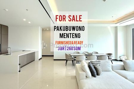 Jual Cepat Apartemen Pakubuwono Menteng 3 BR 260sqm, Furnished, Ready & Best View, Direct Owner