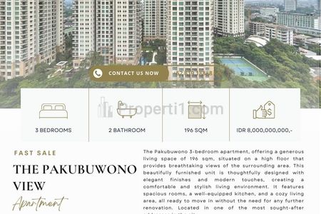FAST SALE : The Pakubuwono View, 3BR 196sqm, Rarely Find, Ready to Move in, Nicely Renovated and Furnished