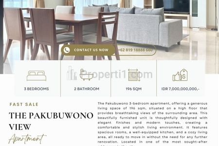FAST SALE: The Pakubuwono View, 3BR 196sqm, BEST PRICE GUARANTEED, Ready to Move in