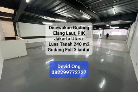 Disewakan Gudang 3 Lantai di Elang Laut PIK Jakarta Utara
