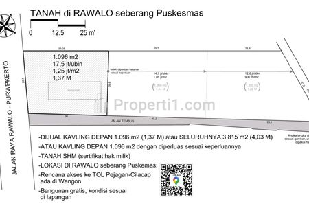 Dijual Tanah / Rumah di Rawalo (Kabupaten Banyumas) Seberang Puskesmas | Pinggir Jalan Raya